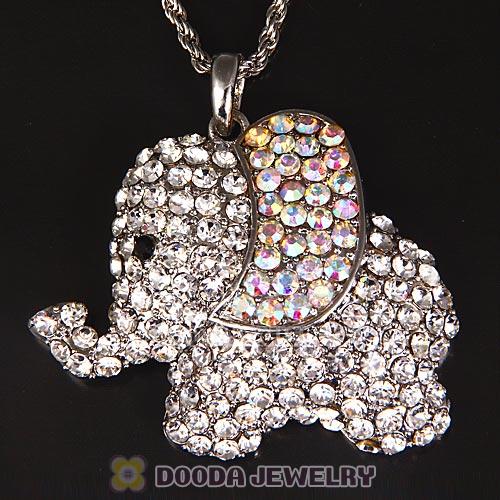 Fashion Silver Plated bling bling Crystal Elephant Pendant Necklaces Wholesale
