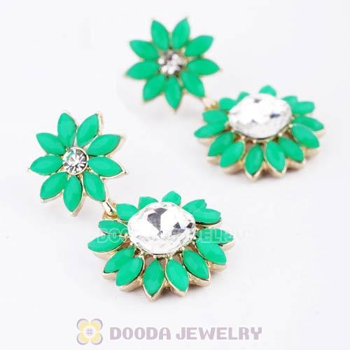 2013 Design Fashion Lollies Green Crystal Flower Stud Earrings Wholesale