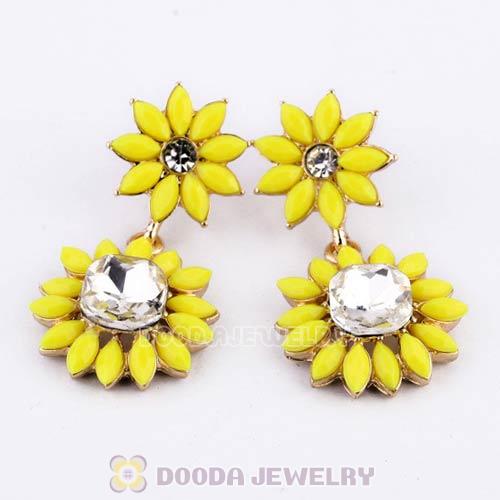 2013 Design Fashion Lollies Yellow Crystal Flower Stud Earrings Wholesale