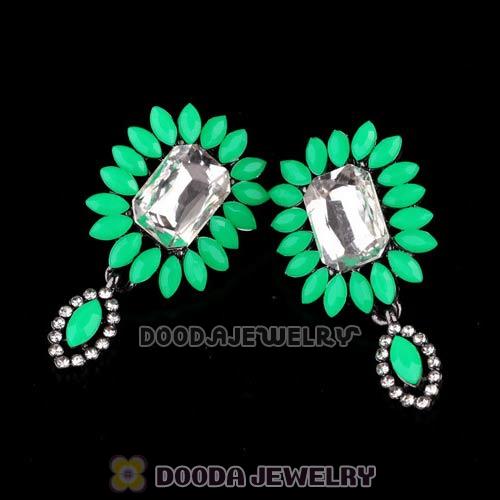 2013 Design Fashion Lollies Green Crystal Flower Stud Earrings Wholesale