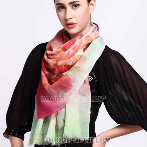 European Rural Wool Scarves Digital Painting Lots of Flowers Pashmina Shawl