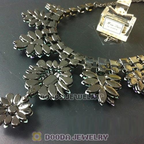 Luxury brand Blue Purple Resin Crystal Flower Statement Necklace