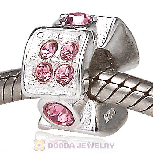 European Sterling Silver Radiance Beads with Light Rose Austrian Crystal
