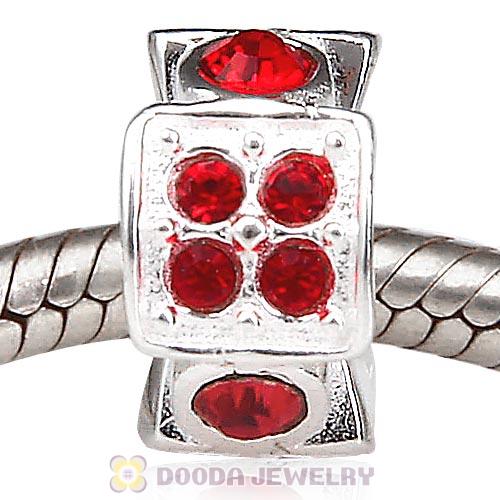 European Sterling Silver Radiance Beads with Light Siam Austrian Crystal