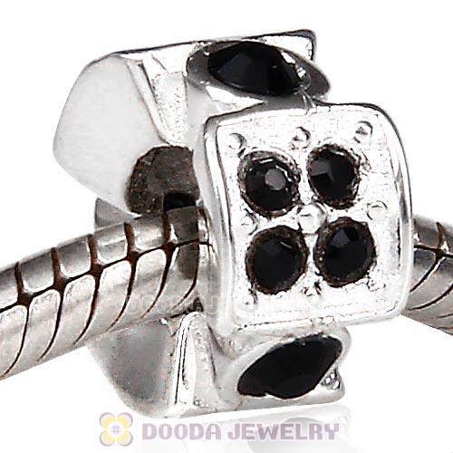 European Sterling Silver Radiance Beads with Jet Austrian Crystal