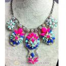 Luxury brand Multi Color Resin Crystal Flower Statement Necklaces Wholesale