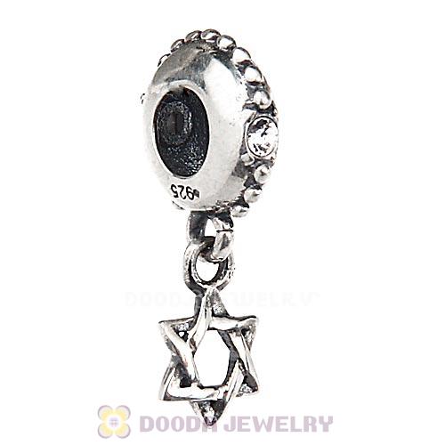 European Sterling Silver Star of David Dangle Beads with Crystal Austrian Crystal