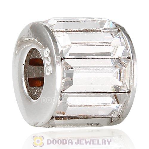 European Sterling Silver Baguette Beads with Crystal Austrian Crystal