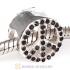 Sterling Silver Peace Button Beads with Jet Austrian Crystal