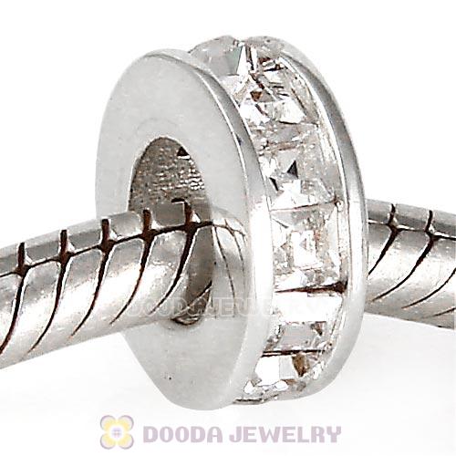 Sterling Silver Flicker Spacer Beads with Clear Austrian Crystal