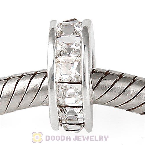 Sterling Silver Flicker Spacer Beads with Clear Austrian Crystal