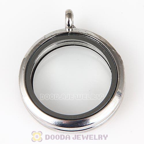 30mm Platinum Plated Alloy Glass Floating Locket Pendant Wholesale