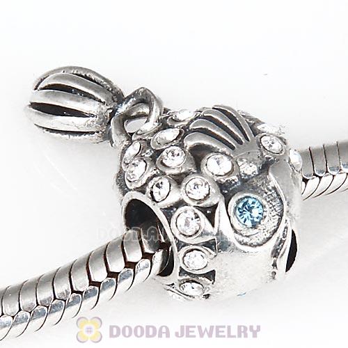 Sterling Silver Splish Splash Fish Charm with Clear Austrian Crystal