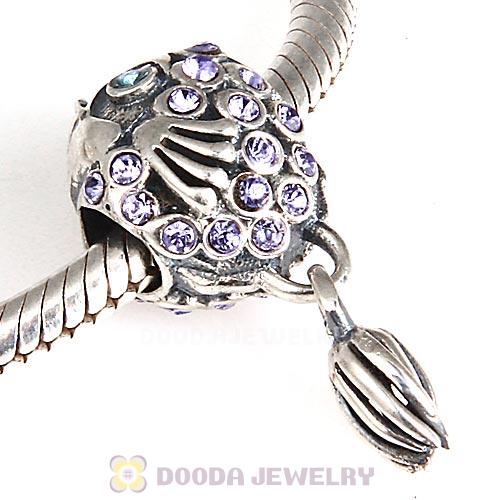 Sterling Silver Splish Splash Fish Charm with Tanzanite Austrian Crystal