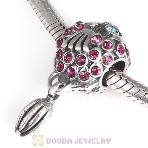 Sterling Silver Splish Splash Fish Charm with Amethyst Austrian Crystal