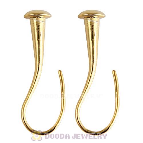 Gold Plated Silver Sleek Fish Hook Teardrop Earrings fit European Beads
