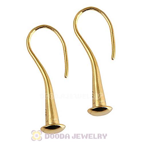 Gold Plated Silver Sleek Fish Hook Teardrop Earrings fit European Beads