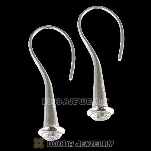 Sterling Silver Sleek Fish Hook Teardrop Earrings with CZ Stone