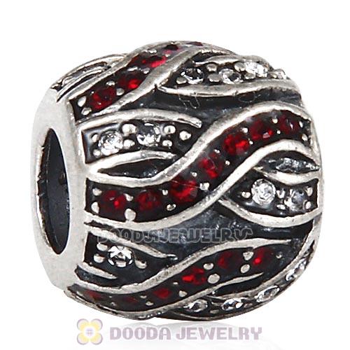 Sterling Silver Entwined Beads with Siam and Clear Austrian Crystal