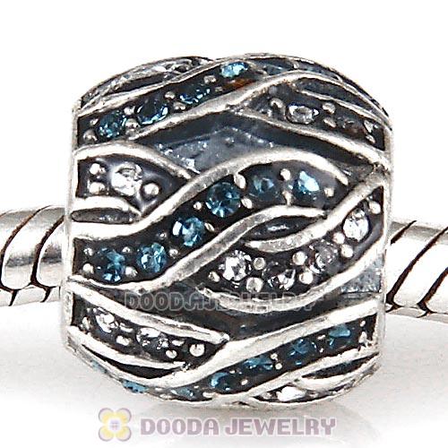 Sterling Silver Entwined Beads with Montana and Clear Austrian Crystal