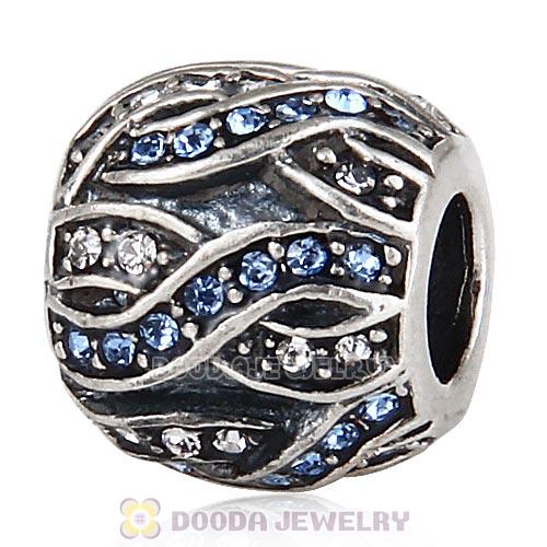 Sterling Silver Entwined Beads with Light Sapphire and Clear Austrian Crystal