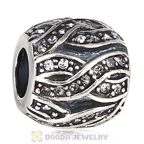 Sterling Silver Entwined Beads with Black Diamond and Clear Austrian Crystal