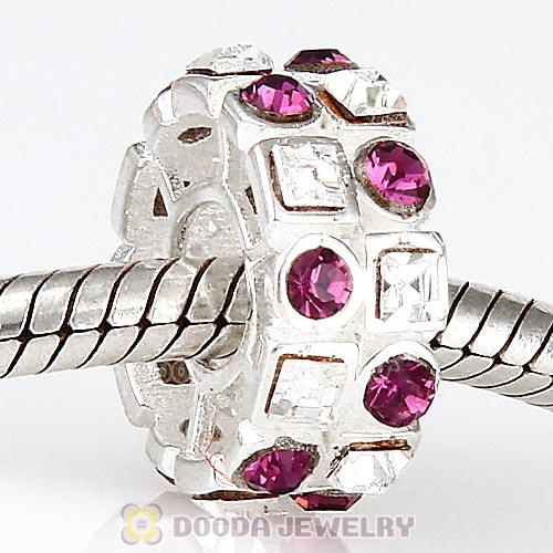 Sterling Silver Stepping Stones Beads with Amethyst and Clear Austrian Crystal