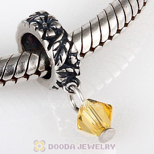 925 Sterling Silver European Style Dangle Beads with Crystal Stone