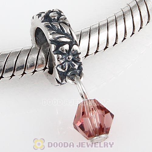 925 Sterling Silver European Style Dangle Beads with Crystal Stone