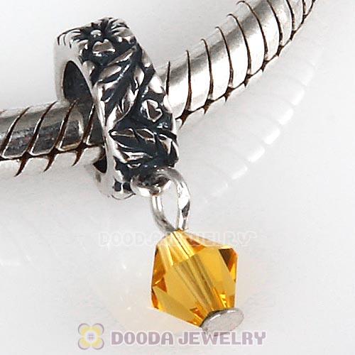 925 Sterling Silver European Style Dangle Beads with Crystal Stone