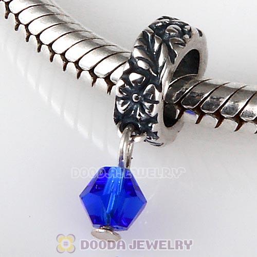 925 Sterling Silver European Style Dangle Beads with Crystal Stone