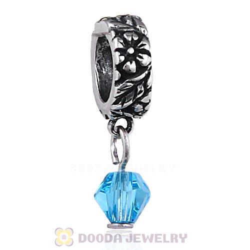 925 Sterling Silver European Style Dangle Beads with Crystal Stone
