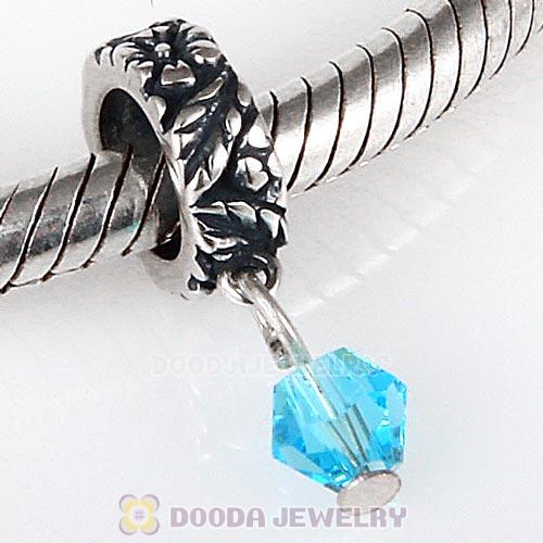 925 Sterling Silver European Style Dangle Beads with Crystal Stone