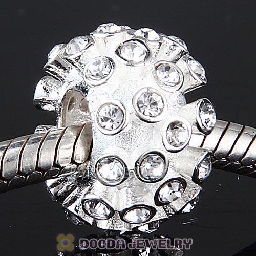 Sterling Silver Loose Pave Beads with Clear Austrian Crystal