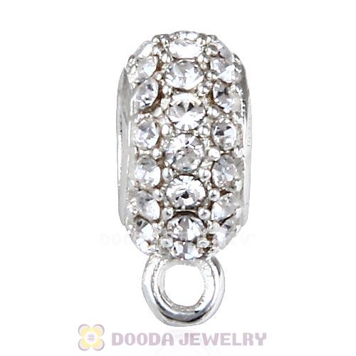 European Sterling Silver Pave Beads with Clear Austrian Crystal