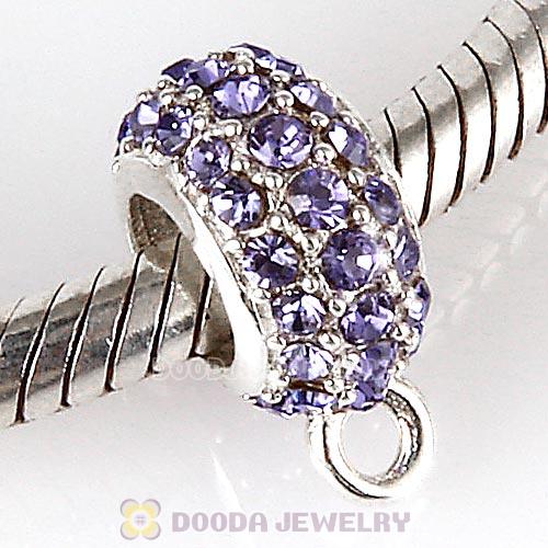 European Sterling Silver Pave Beads with Tanzanite Austrian Crystal