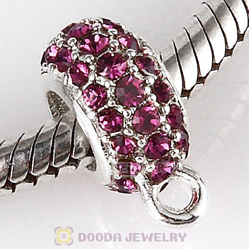 European Sterling Silver Pave Beads with Amethyst Austrian Crystal