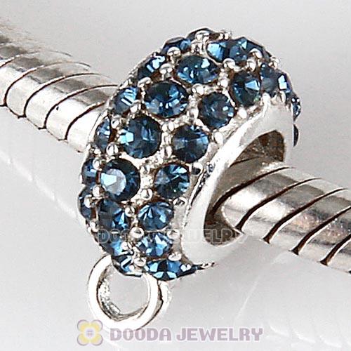 European Sterling Silver Pave Beads with Montana Austrian Crystal