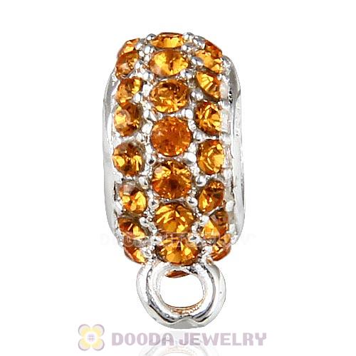 European Sterling Silver Pave Beads with Topaz Austrian Crystal