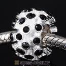 Sterling Silver Loose Pave Beads with Jet Austrian Crystal