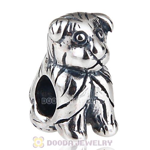 Antique Sterling Silver Little Terrier Dog Charm Beads European Style