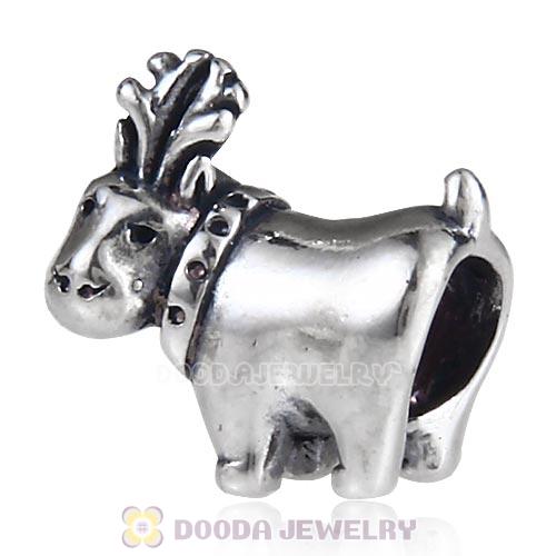 Antique Sterling Silver Deer Charm Beads European Style