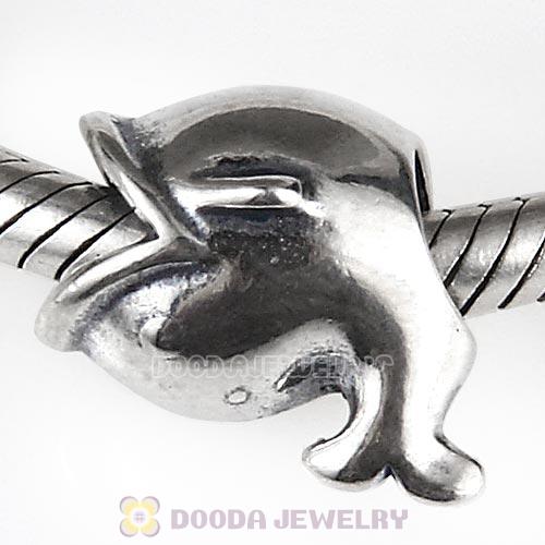Antique Sterling Silver Fish Charm Beads European Style