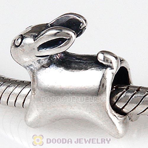 Antique Sterling Silver Running Rabbit Charm Beads European Style