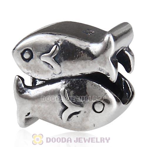Antique Sterling Silver Pisces Zodiac Sign Beads European Style