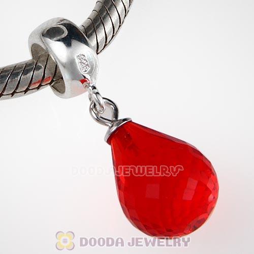 European Sterling Silver Dangle Light Siam Faceted Glass Beauty Charm