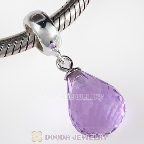 European Sterling Silver Dangle Violet Faceted Glass Beauty Charm