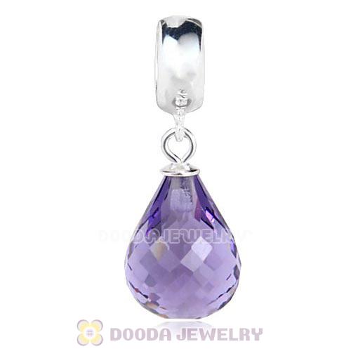 European Sterling Silver Dangle Tanzanite Faceted Glass Beauty Charm