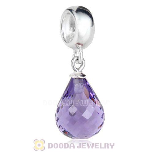 European Sterling Silver Dangle Tanzanite Faceted Glass Beauty Charm