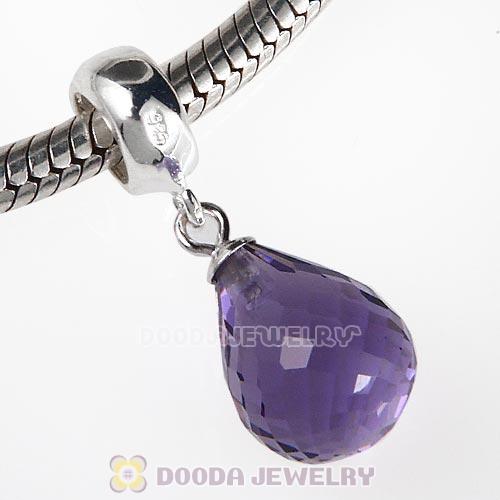European Sterling Silver Dangle Tanzanite Faceted Glass Beauty Charm